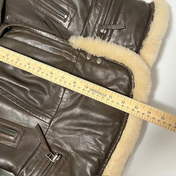Danier Leather Shearling Trim Aviator Jacket Small - Picture 9 of 16